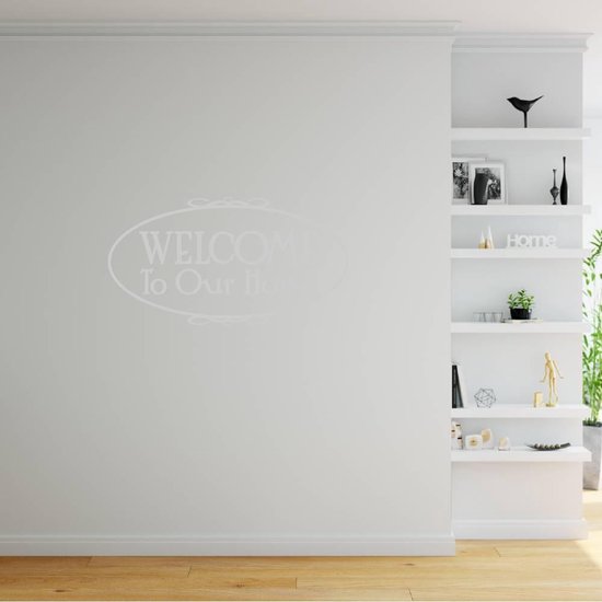 Muursticker Welcome To Our Home - Zilver - 160 x 86 cm - woonkamer alle