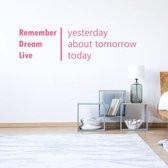 Muursticker Remember - Roze - 120 x 34 cm - engelse teksten slaapkamer