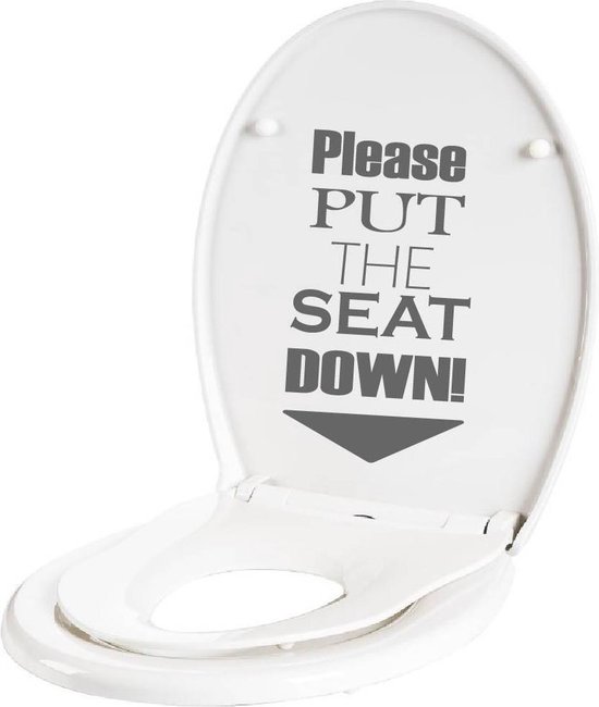 Please Put The Seat Down - Donkergrijs - 11 x 20 cm - toilet alle
