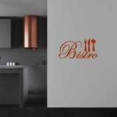 Muursticker Bistro (Met Bestek) -  Bruin -  160 x 80 cm  -  keuken  engelse teksten  alle - Muursticker4Sale