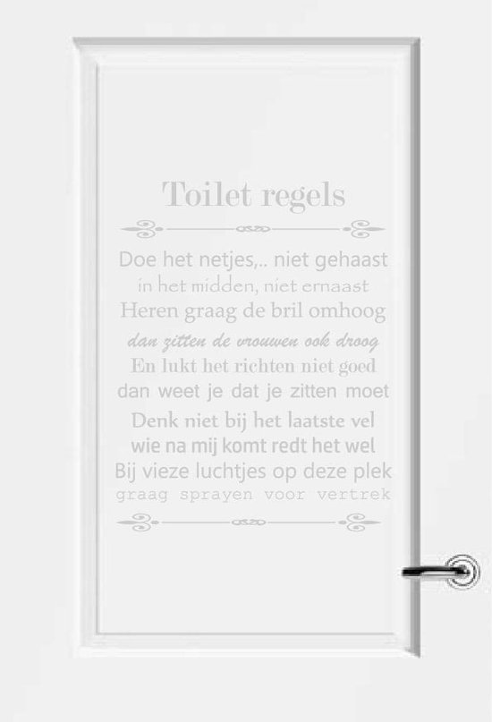 Toilet Regels - Lichtgrijs - 80 x 101 cm - toilet overige stickers - toilet alle