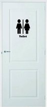 Deursticker Toilet - Zwart - 39 x 50 cm - toilet raam en deur stickers - toilet