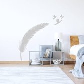 Muursticker Veer Met Vogels -  Zilver -  120 x 120 cm  -  woonkamer  slaapkamer  baby en kinderkamer  alle  dieren - Muursticker4Sale