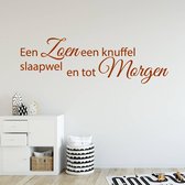 Muursticker Een Zoen Een Knuffel Slaapwel En Tot Morgen -  Bruin -  120 x 36 cm  -  baby en kinderkamer  nederlandse teksten  alle - Muursticker4Sale