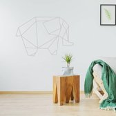 Origami Muursticker Olifant - Zilver - 140 x 93 cm - baby en kinderkamer - muursticker dieren origami alle