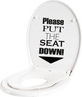 Please Put The Seat Down - Zwart - 11 x 20 cm - toilet