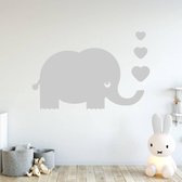 Muursticker Olifant Met Hartjes -  Lichtgrijs -  100 x 71 cm  -  baby en kinderkamer  alle  dieren - Muursticker4Sale