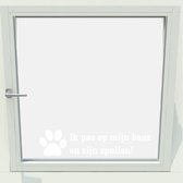 Ik Pas Op Mijn Baas - Wit - 34 x 8 cm - raam en deur stickers - honden raam en deur stickers