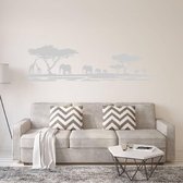 Muursticker Afrika Dieren - Zilver - 120 x 34 cm - woonkamer slaapkamer alle