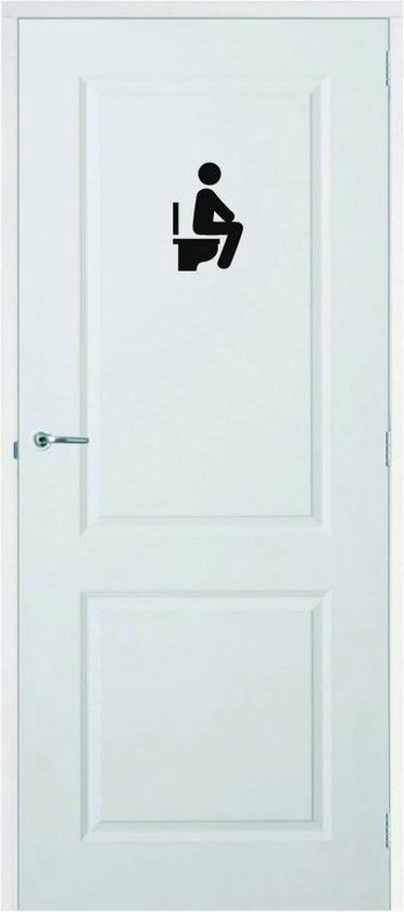 Laboratorium september ritme Deursticker Man Op Wc - Zwart - 20 x 30 cm - toilet raam en deur stickers -  toilet | bol.com