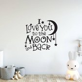 Muursticker I Love You To The Moon And Back - Geel - 80 x 80 cm - baby en kinderkamer - teksten en gedichten baby en kinderkamer alle