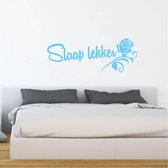 Muursticker Slaap Lekker Met Roos -  Lichtblauw -  160 x 58 cm  -  nederlandse teksten  slaapkamer  alle - Muursticker4Sale