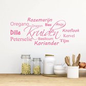 Muursticker Kruiden - Roze - 120 x 46 cm - keuken nederlandse teksten