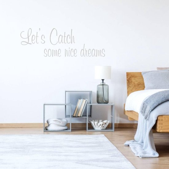 Muursticker Let's Catch Some Nice Dreams - Zilver - 120 x 45 cm - slaapkamer alle