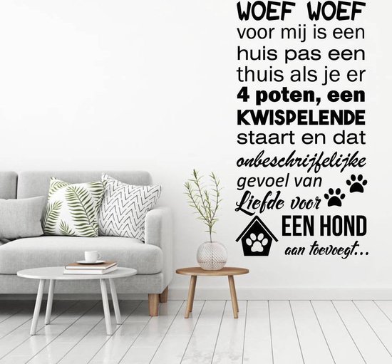 Muursticker Woef Woef - Groen - 40 x 80 cm - nederlandse teksten woonkamer