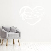 Muziek Noten In Hart -  Wit -  140 x 107 cm  -  alle muurstickers  baby en kinderkamer  woonkamer - Muursticker4Sale