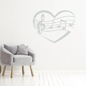 Muziek Noten In Hart -  Lichtgrijs -  100 x 77 cm  -  alle muurstickers  baby en kinderkamer  woonkamer - Muursticker4Sale