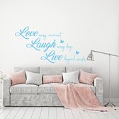 Muursticker Love Laugh Live -  Lichtblauw -  80 x 42 cm  -  alle muurstickers  woonkamer  slaapkamer  engelse teksten - Muursticker4Sale