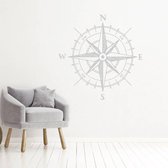 Muursticker Kompas - Lichtgrijs - 60 x 60 cm - engelse teksten slaapkamer woonkamer bedrijven