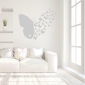 Muursticker Vliegende Vlinders -  Lichtgrijs -  140 x 114 cm  -  alle muurstickers  baby en kinderkamer  slaapkamer  woonkamer  dieren - Muursticker4Sale