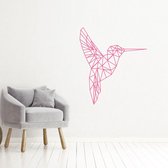 Muursticker Kolibri -  Roze -  80 x 92 cm  -  slaapkamer  woonkamer  origami  alle muurstickers  dieren - Muursticker4Sale