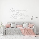 Muursticker Live Laugh Love -  Zilver -  120 x 68 cm  -  woonkamer  alle muurstickers  slaapkamer - Muursticker4Sale