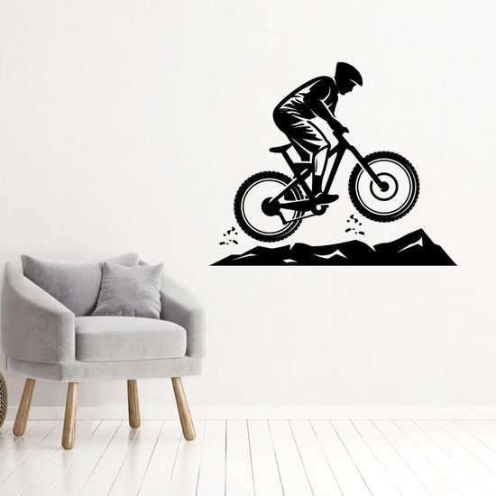 Muursticker Mountainbike - Rood - 140 x 114 cm - baby en kinderkamer - voertuig baby en kinderkamer - sport alle muurstickers slaapkamer woonkamer baby en kinderkamer