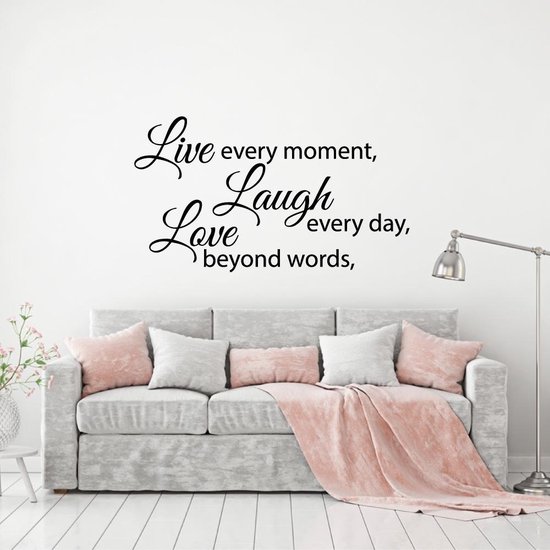 Muursticker Live Laugh Love - Lichtbruin - 80 x 45 cm - woonkamer alle muurstickers slaapkamer