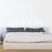 Muursticker Her King - His Queen - Wit - 120 x 31 cm - slaapkamer engelse teksten