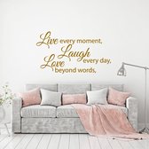 Muursticker Live Laugh Love -  Goud -  120 x 68 cm  -  woonkamer  alle muurstickers  slaapkamer - Muursticker4Sale