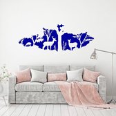 Muursticker Herten In Het Bos - Donkerblauw - 120 x 43 cm - baby en kinderkamer slaapkamer woonkamer dieren