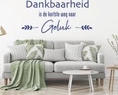 Muursticker Dankbaarheid -  Donkerblauw -  80 x 37 cm  -  alle muurstickers  nederlandse teksten  woonkamer - Muursticker4Sale