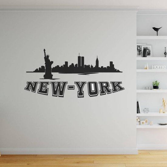 Muursticker New York - Zilver - 120 x 58 cm - alle muurstickers steden