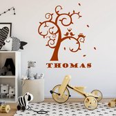 Muursticker Boom Met Vogels En Naam -  Bruin -  80 x 72 cm  -  baby en kinderkamer  naam stickers  alle  dieren - Muursticker4Sale