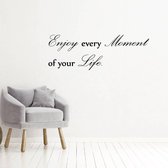 Muursticker Enjoy Every Moment Of Your Life -  Lichtbruin -  80 x 28 cm  -  woonkamer  engelse teksten  alle - Muursticker4Sale