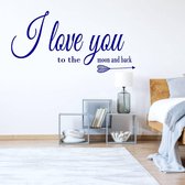 Muursticker I Love You To The Moon And Back - Donkerblauw - 120 x 60 cm - slaapkamer engelse teksten