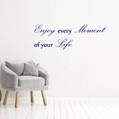 Muursticker Enjoy Every Moment Of Your Life -  Donkerblauw -  160 x 56 cm  -  woonkamer  engelse teksten  alle - Muursticker4Sale