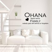 Muursticker Ohana Means Family Nobody Gets Left Behind Or Forgotten - Oranje - 120 x 52 cm - woonkamer engelse teksten