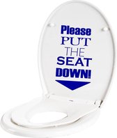 Please Put The Seat Down -  Donkerblauw -  11 x 20 cm  -  toilet  alle - Muursticker4Sale