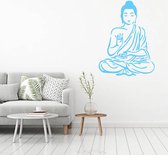 Muursticker Buddha -  Lichtblauw -  80 x 107 cm  -  slaapkamer  keuken  woonkamer  alle - Muursticker4Sale