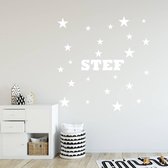 Muursticker Sterren Met Naam -  Wit -  120 x 120 cm  -  baby en kinderkamer - jongens  baby en kinderkamer - baby  baby en kinderkamer - meisjes  baby en kinderkamer  nederlandse t