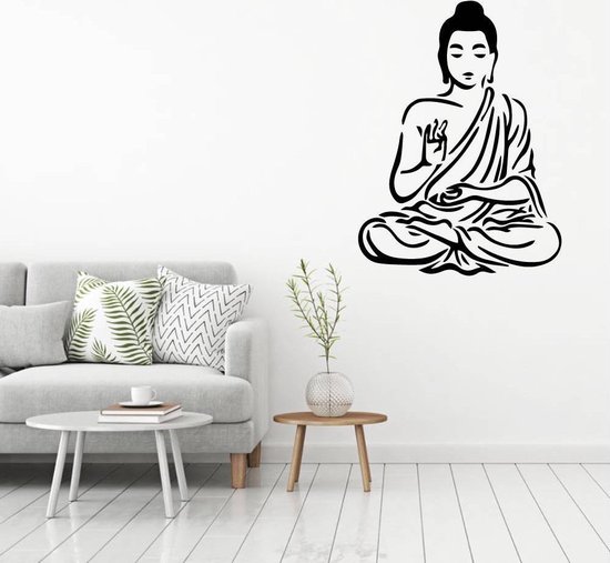 Muursticker Buddha - Lichtbruin - 40 x 53 cm - slaapkamer keuken woonkamer alle