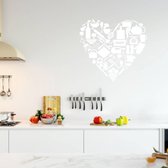 Muursticker Keuken Hart -  Wit -  60 x 56 cm  -  keuken  bedrijven   - Muursticker4Sale