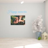 Muursticker Happy Memories - Lichtblauw - 80 x 16 cm - engelse teksten woonkamer