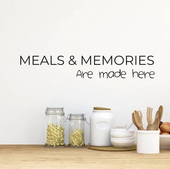 Muursticker Keuken Meals En Memories - Oranje - 80 x 14 cm - engelse teksten keuken