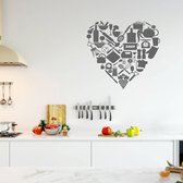 Muursticker Keuken Hart - Donkergrijs - 100 x 93 cm - keuken alle
