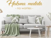 Muursticker Hakuna Matata No Worries -  Goud -  160 x 42 cm  -  engelse teksten  woonkamer  alle - Muursticker4Sale