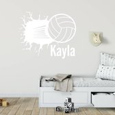 Muursticker Volleybal Uit Muur Met Naam - Wit - 40 x 34 cm - naam stickers