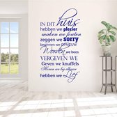 Muursticker In Dit Huis Hebben We Plezier.. -  Donkerblauw -  179 x 100 cm  -  woonkamer  nederlandse teksten  alle - Muursticker4Sale