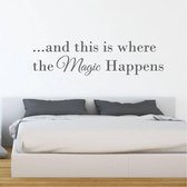 Muursticker This Is Where The Magic Begins -  Donkergrijs -  160 x 42 cm  -  slaapkamer  engelse teksten  alle - Muursticker4Sale
